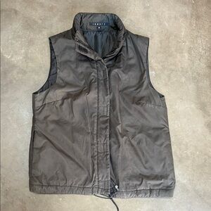 Theory Dark Olive Green Puffer Vest Womens Medium